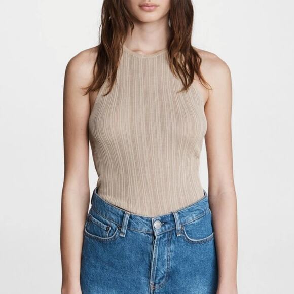 rag & bone Tops - Rag & Bone Peyton Ribbed Tank Top Warm Khaki